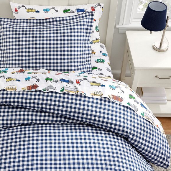 Pottery Barn Kids Organic Check Duvet & Sham - Light Gray, Twin - Picture 9 of 9